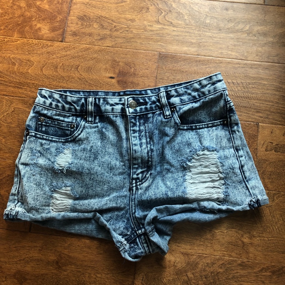 Acid wash, distressed, jean shorts